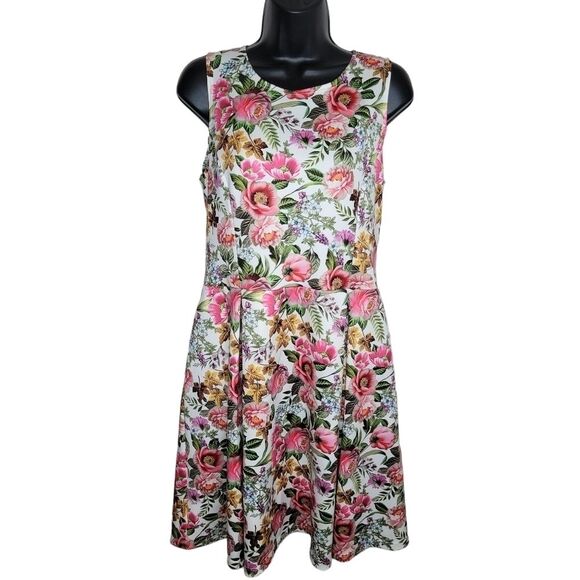 Lbisse sleeveless fit & flare floral dress size medium - Picture 1 of 6